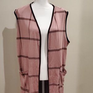 Olivia Blu Sleeveless Cardigan-Pink and Black
